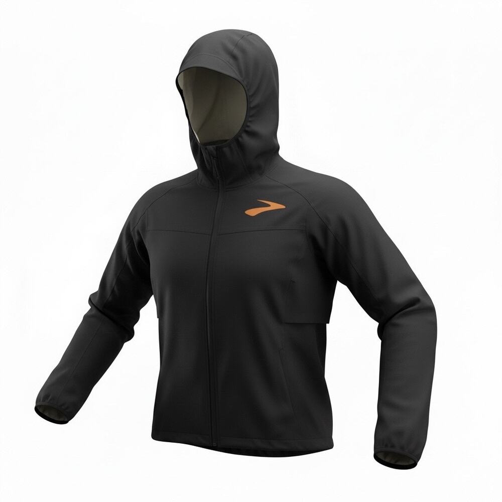Brooks Womens Black Trail Runners Lightweight Hooded Waterpfoof Jacket - Size M